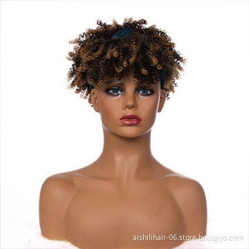 Stort afro kinky curly headband wigs wholesale ombre brown heat resistant fibre synthetic hair headband wigs for black women
